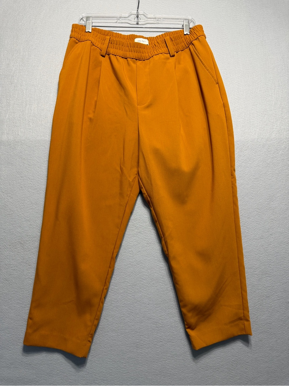 ON 34th Dress Ankle Pants Women’s Large Yellow Mustard Elastic Waistband